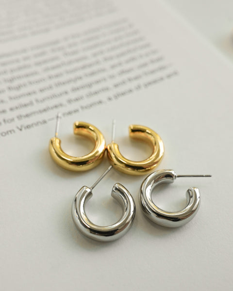 gender neutral open hoop earrings in gold and silver from thehexad.com