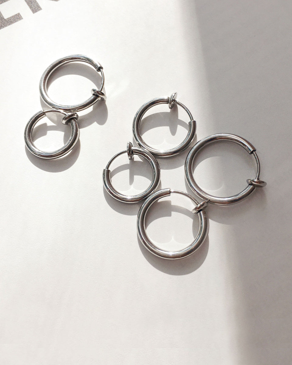 Retractable Hoops in Silver The Hexad