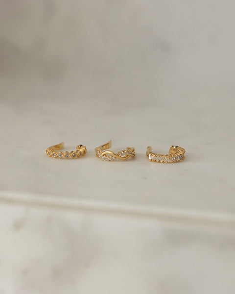 channel modern luxe vibes with the regal set of 3 stunning ear cuffs by the hexad