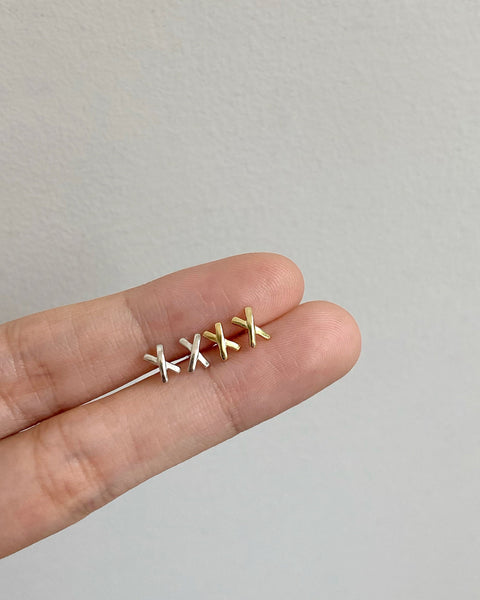 minimalist x earrings for everyday wear by the hexad