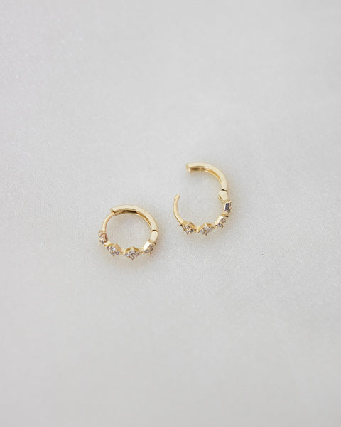palais huggie earrings designed with diamante