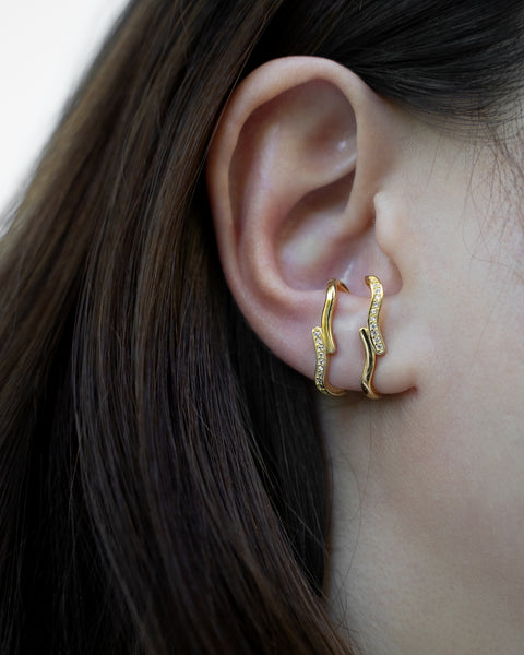 18k gold plated echo earrings are a quality must-have addition to your next curated ear stack