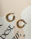 28mm gold hollow tubular hoop earrings in small - TheHexad Jewelry
