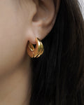 chunky and chubby bagel hoop earrings in gold by the hexad