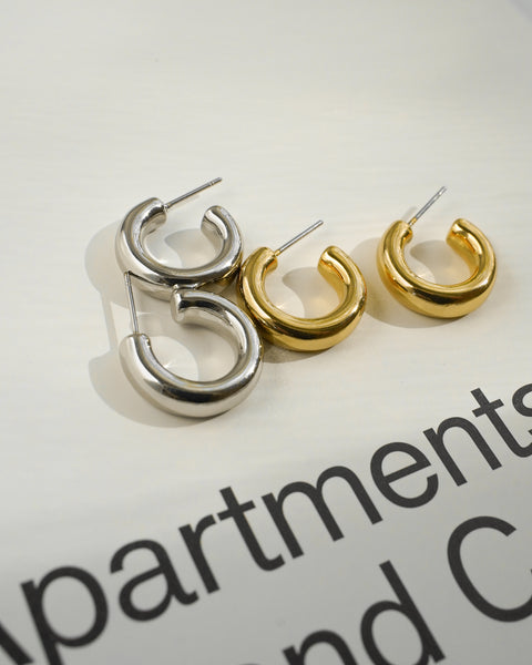 gender neutral open hoop earrings in gold and silver from thehexad.com