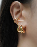inspiring ear look by thehexad.com featuring bagel hoops and wave ear cuffs in gold