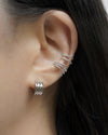 minimalist ear stack featuring cleopatra hoop earring and rope ear cuffs in silver from thehexad.com