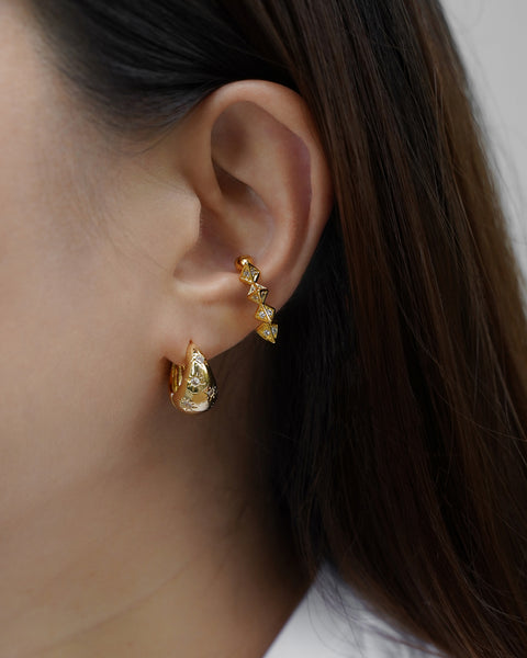 mix and match popular hoop earring and no piercings needed ear cuffs for a modern layered look