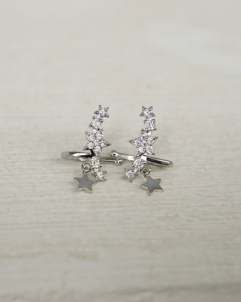 new silver auriga ear cuffs designed with cute mini star charm for a celetstial theme ear party