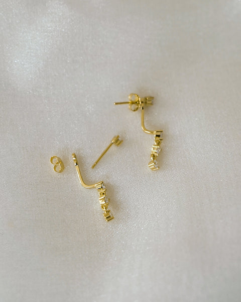the hexad celestine two-ways drop earrings are innovatively designed to be worn two versatile styles for a simple or glamourous look