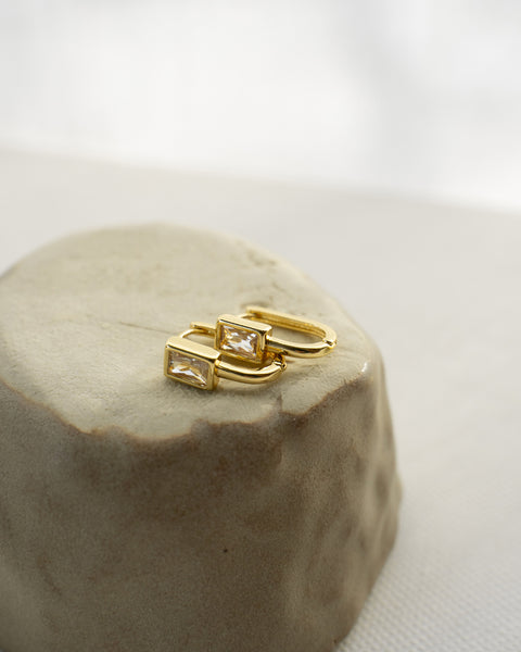 the hexad newly launched elle earrings feature rectangle shaped diamante for a classy and elegant look