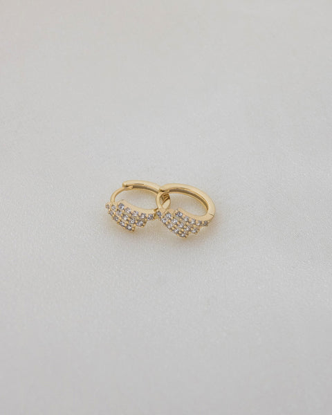 triple tier Veneta diamante huggie hoop earrings in gold by thehexad