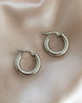 4mm thick chunky silver hoops - The Hexad Jewelry