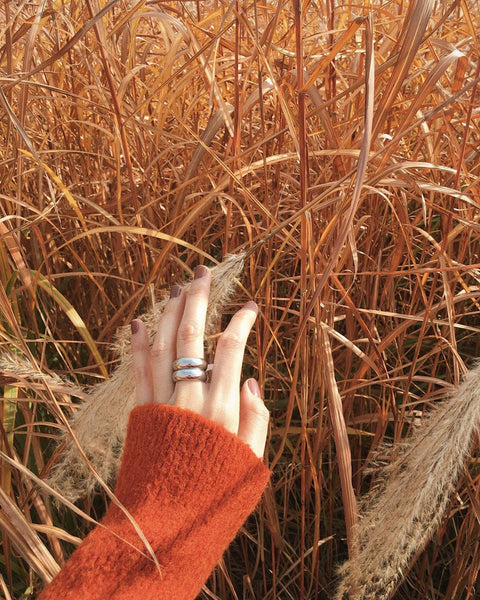 Affirmation rings in silver by @thehexad