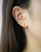 Curated ear stack with minimalist ear cuffs and pentagon hoops by The Hexad