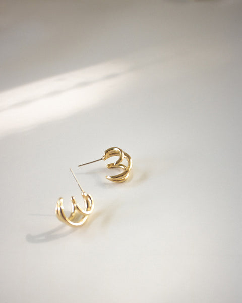 Gold plated baby trio hoop earrings | The Hexad Jewellery