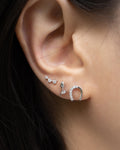 Lucky horseshoe, Tulip flower, Fairy dust trio star stud earrings in Silver