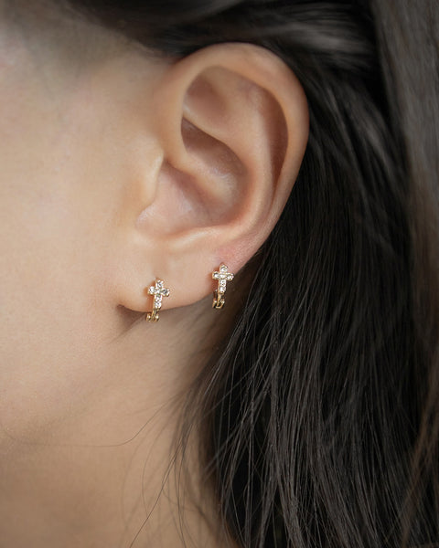 CROSS Huggie Hoops in Gold