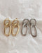 Oval shape hoop drop earrings. in gold and silver - The Hexad Jewelryjpg