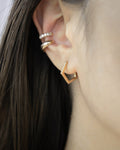 Pentagon shape hoop earrings in gold with sparkling diamante - The Hexad