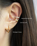 Pentagon hoops layered with the Cult and Moonshine ear cuffs - The Hexad