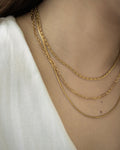 Perfect necklace stack with gold chains of varying lengths and textures - The Hexad