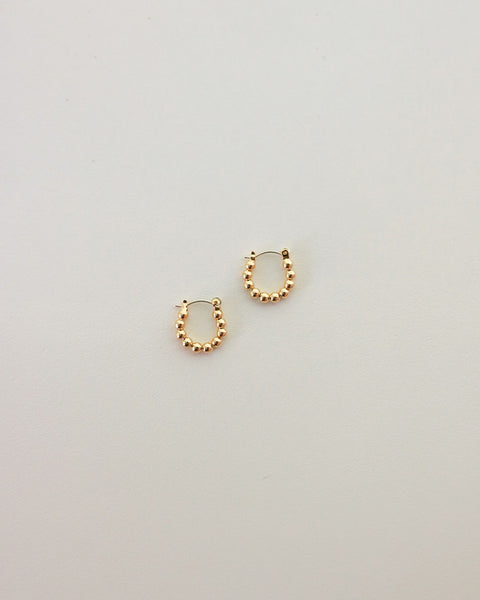 Petite hoop earrings with a gold beaded design - The Hexad