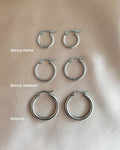 Silver hoops available in sizes petite to large - The Hexad Jewelry
