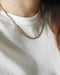Simple rose gold necklace worn with a simple white tee @thehexad