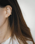 Unique suspender earrings are designed to appear they wrap around your lobes - The Hexad Jewelry