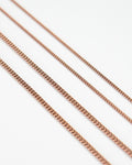 basic rose gold chain necklaces in two different thickness variations
