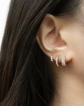 chic soiree huggie hoop earrings with diamante tiers for casual bling on your lobes