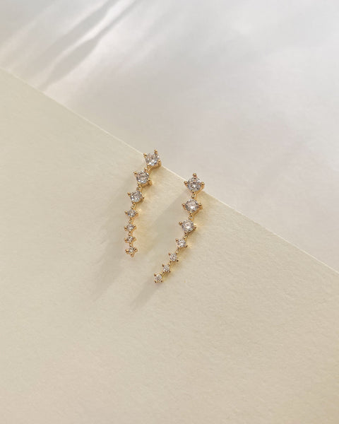 classic diamante climber earrings in gold - the hexad jewelry