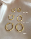 comparison of the hexad gold rei hoop earrings in different sizes
