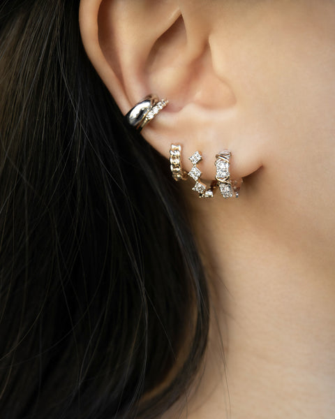 hoop earrings and tiny studs for your second and third hole