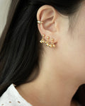 cute cherry dangle ear studs in gold