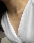 dainty lariat necklace in plunge drop style by label the hexad