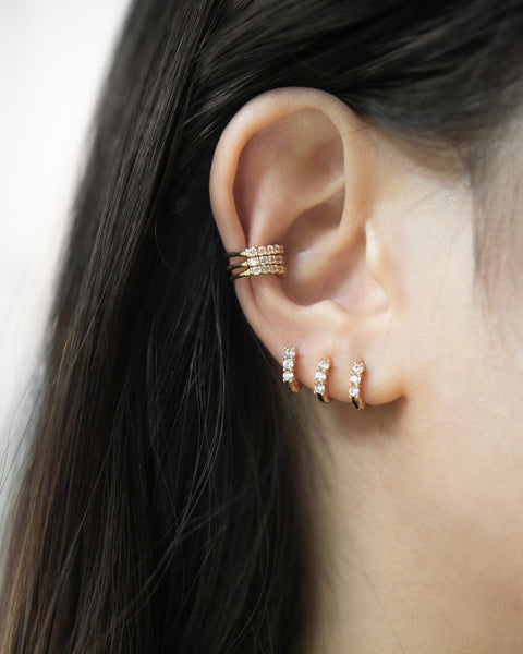 diamond huggie hoops and ear cuffs - The Hexad