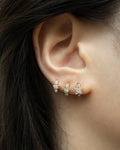 everyday diamante huggie earrings designed to be worn solo or styled in a stylish stack for multiple ear piercings 