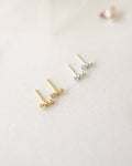fairy dust stud earrings in gold and silver by the hexad