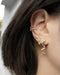 gorgeous sparkly statement ear party comprising spiral drop earrings, pixie huggie hoop and astraea double ear cuff