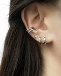 how to build your best silver ear party with the hexad huggie hoops, micro studs and retractable ear cuffs