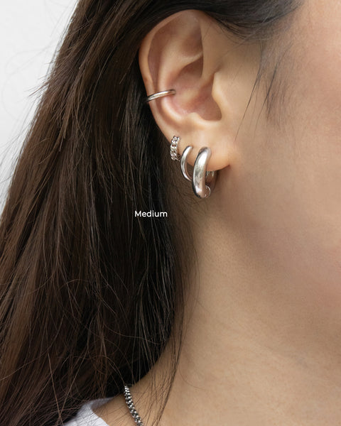 create the ideal stack with multiple silver hoop earrings from the hexad