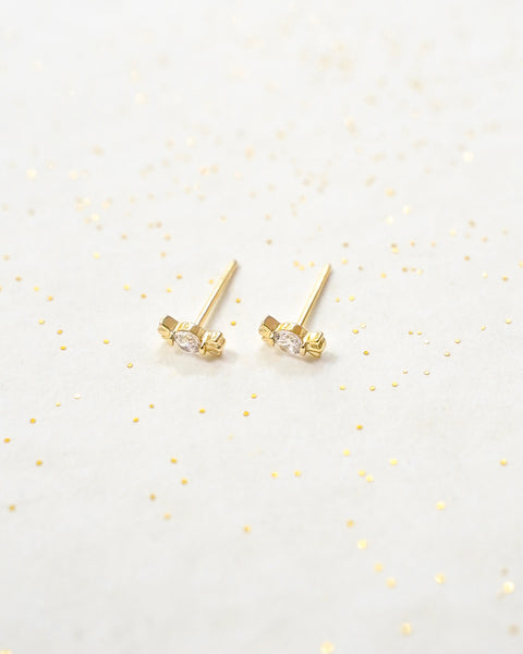 mini gold candy shape earrings | the hexad