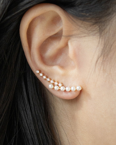 no piercing pearl ear cuffs that accentuates your ear lobes - The Hexad Jewelry