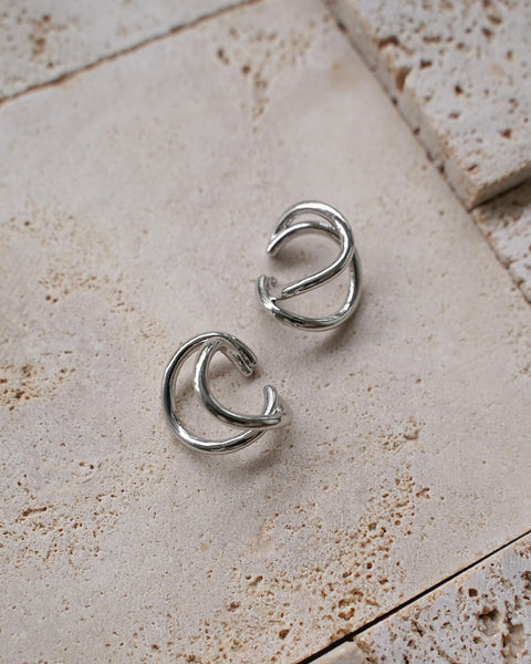 no piercings needed wave ear cuffs in silver