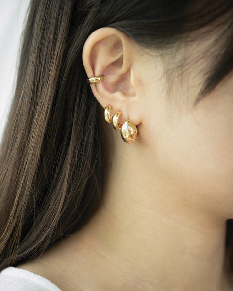petite gold hoops stack by The Hexad