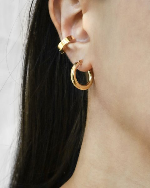 petite rei hoops 3mm thick - the hexad jewelry