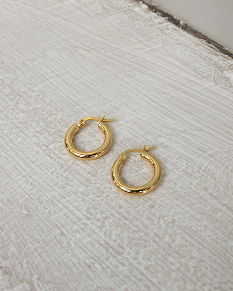petite thick rei hoop earrings in gold by The Hexad Jewelry