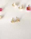 quirky honeycomb and bee stud earrings crafted in petite zirconia stones